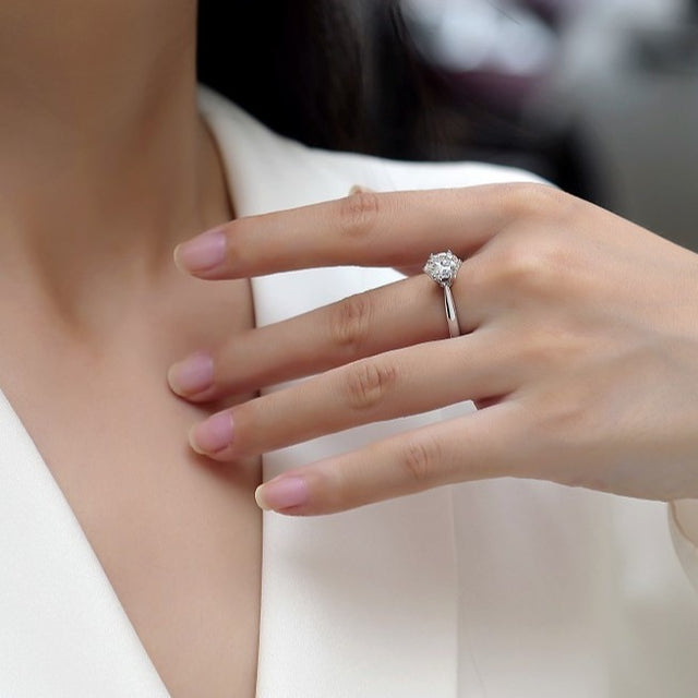 Six Prong Setting Moissanite Ring