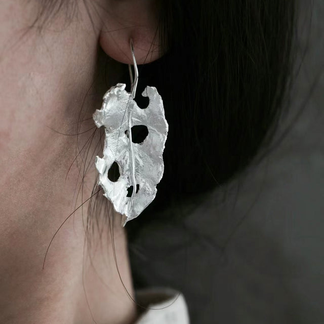 Withered Foliage Silver Earrings