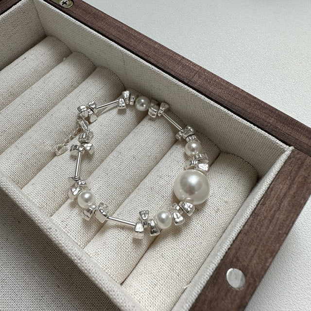 Small Sweet Silver and Pearl Bracelet
