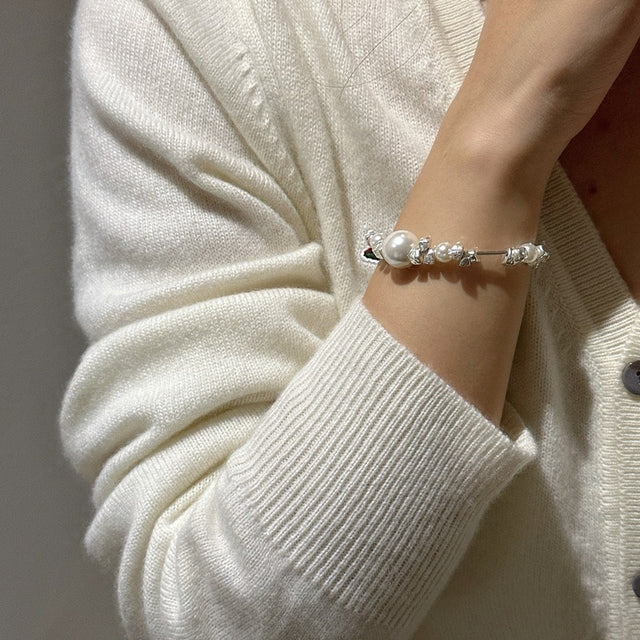 Small Sweet Silver and Pearl Bracelet