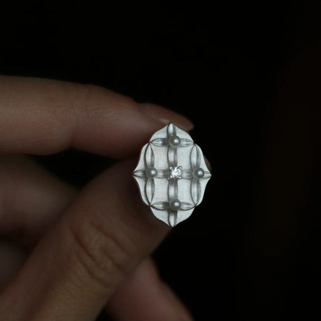 Lattice Pearl Stud Earrings