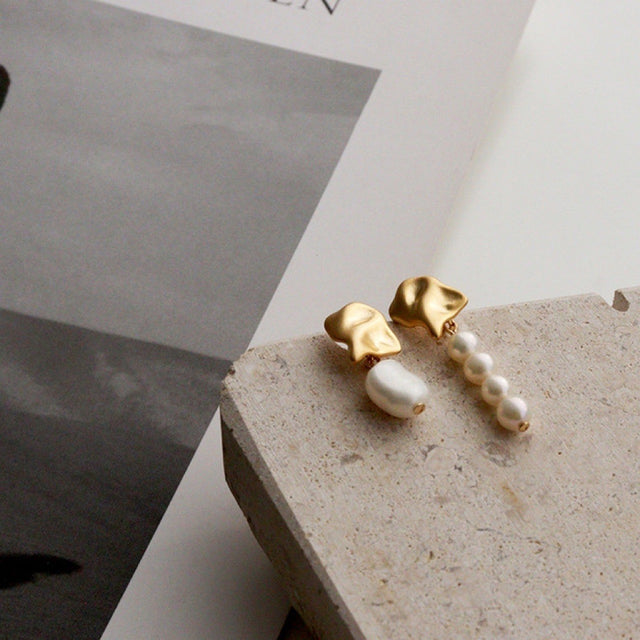 Asymmetric Pearl Drop Earrings