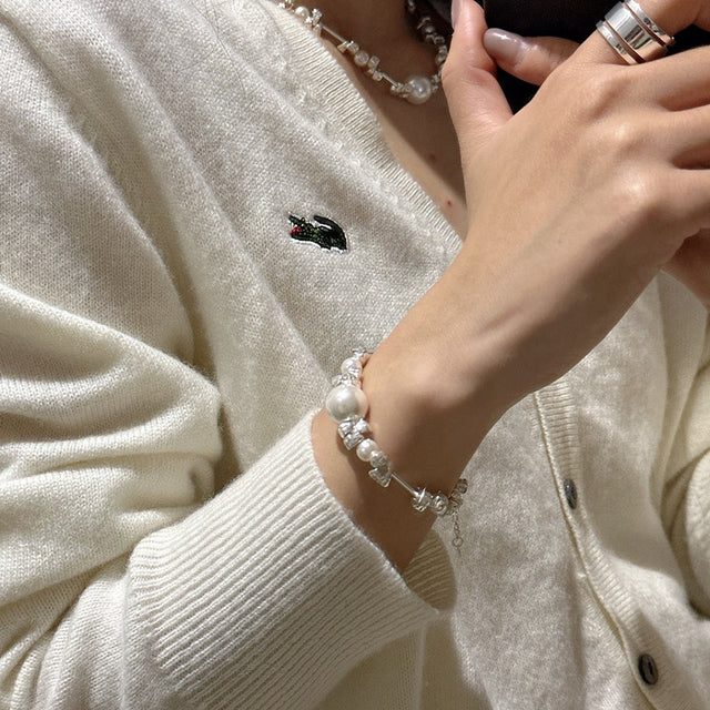 Small Sweet Silver and Pearl Bracelet