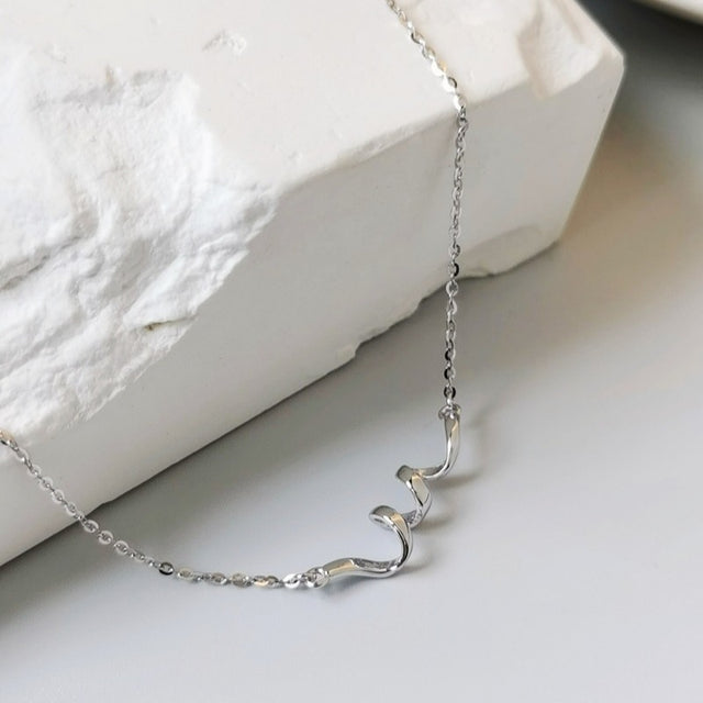 Spiral Twist Silver Necklace