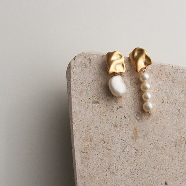 Asymmetric Pearl Drop Earrings