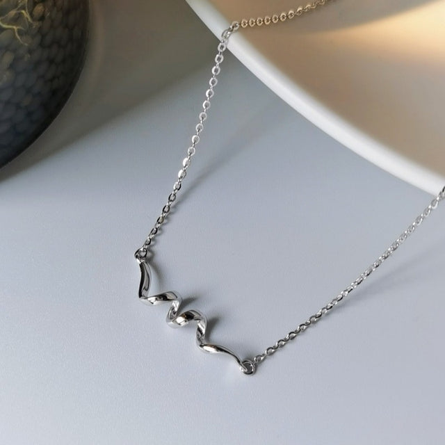 Spiral Twist Silver Necklace