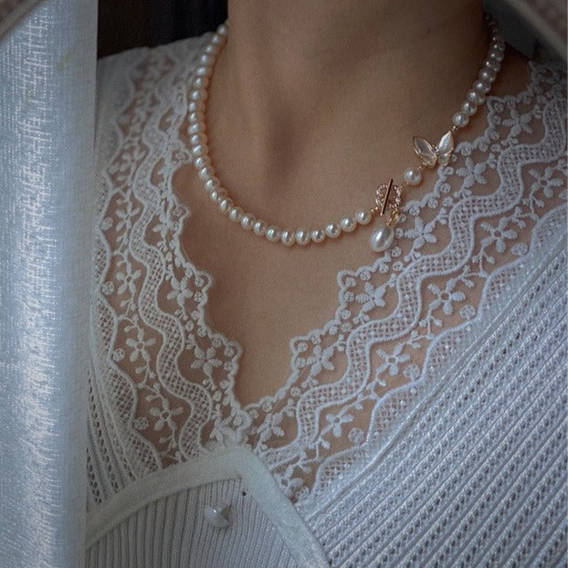 Sweet Butterfly & Pearl Necklace