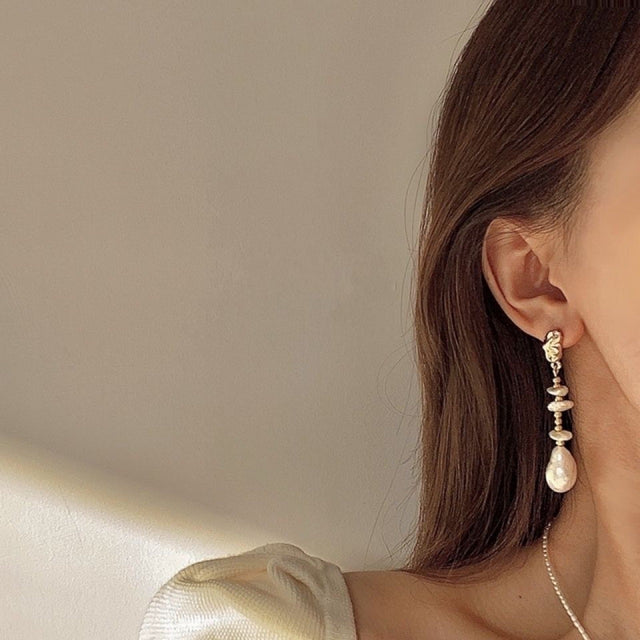 Pearl Long Drop Earrings
