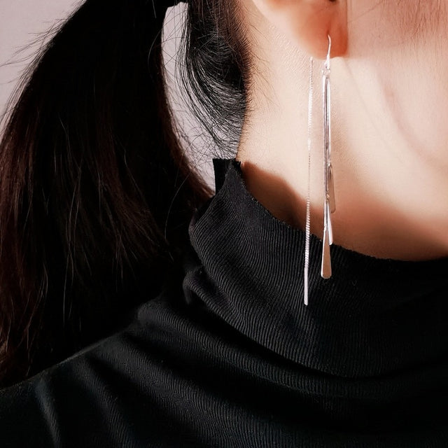 Long Linear Drop Earrings