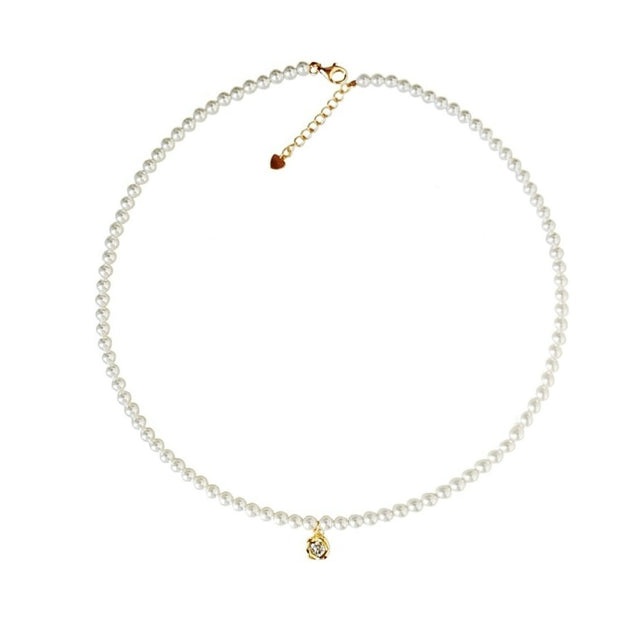 Gold Floral Pearl Necklace