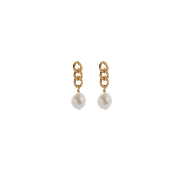 Golden Chain Pearl Earrings