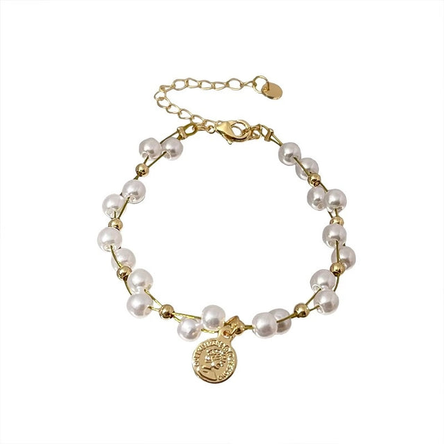 Retro Gold Pearl Bracelet
