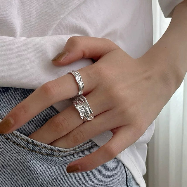 Wide Wave Silver Ring