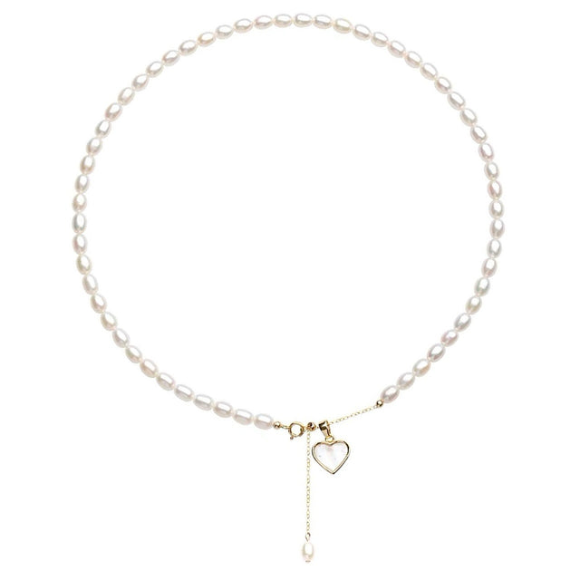 Heart Pendant Pearl Necklace