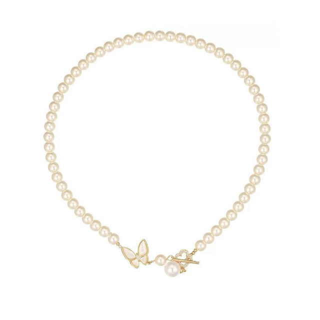 Sweet Butterfly & Pearl Necklace