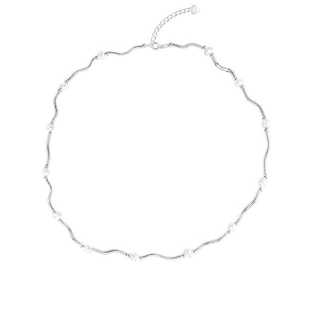 Wave Silver with Pearl Necklace