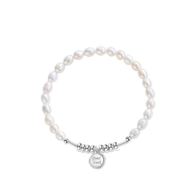 Pearl with Lucky Silver Coin Bracelet