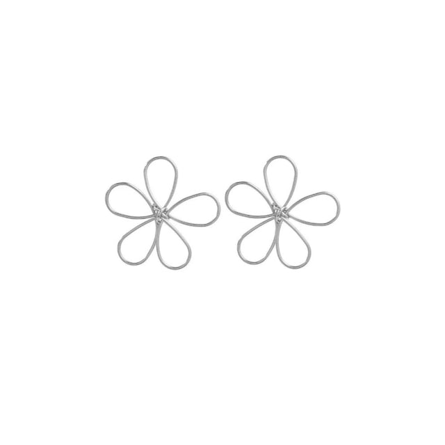 Floral Liner Silver Earrings