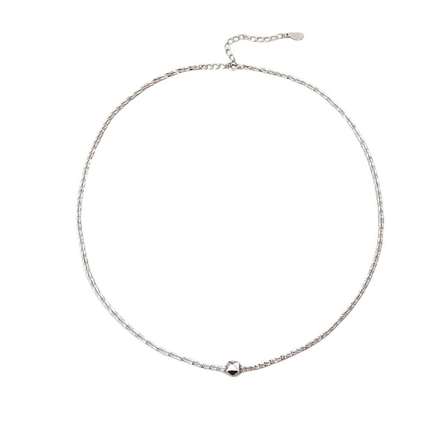 Cube Pendant Silver Necklace