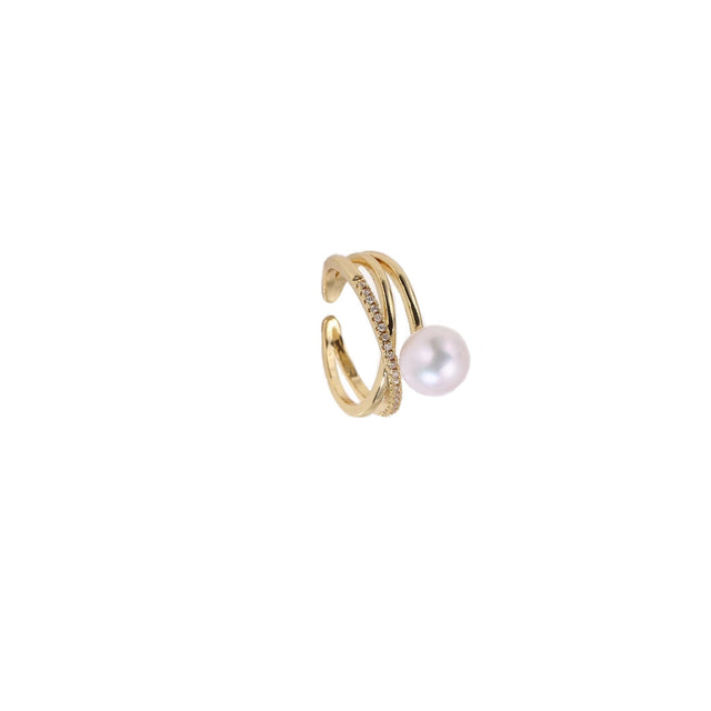 Cross Line & Purple Pearl Ring