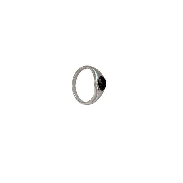 Black Agate Silver Ring