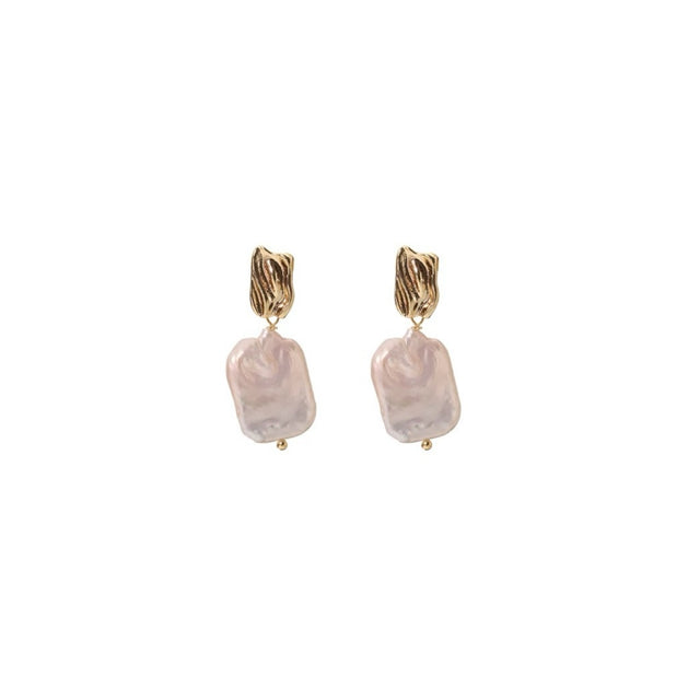 Rectangle Baroque Pearl Earrings