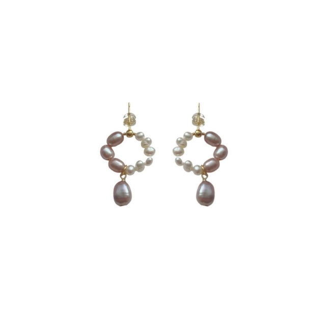 Purple and White Pearl Earrings