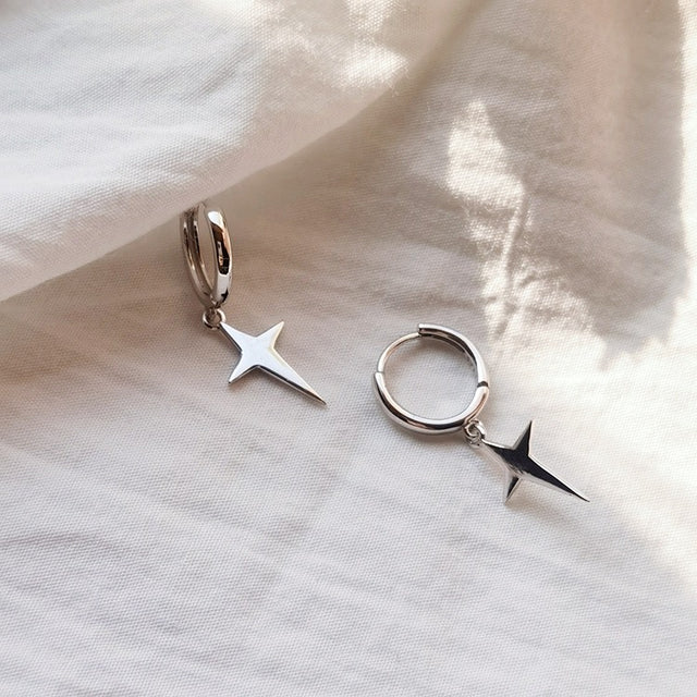 Star Drop Hoop Earrings