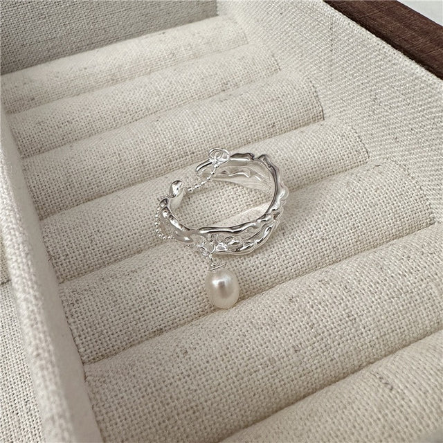 Pearl Drop Silver Ring