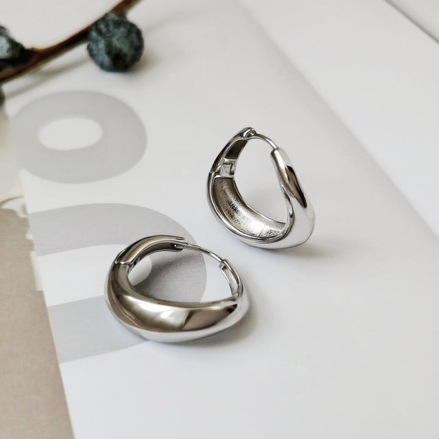 Silver Crescent Earrings