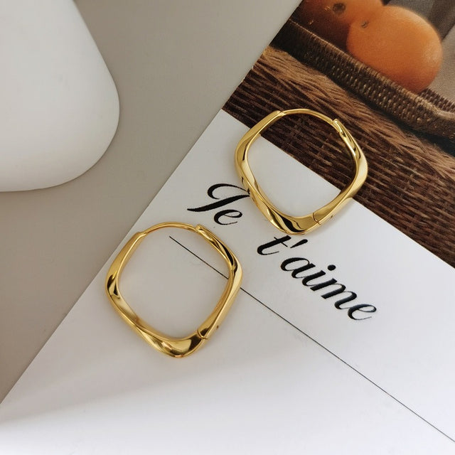 Square Silver Earrings