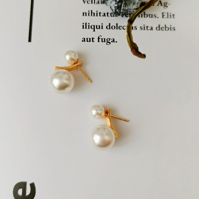 Twins Pearl Silver Stud Earrings