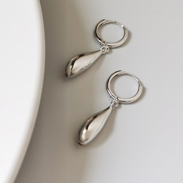 Metal Drop Hoop Earrings