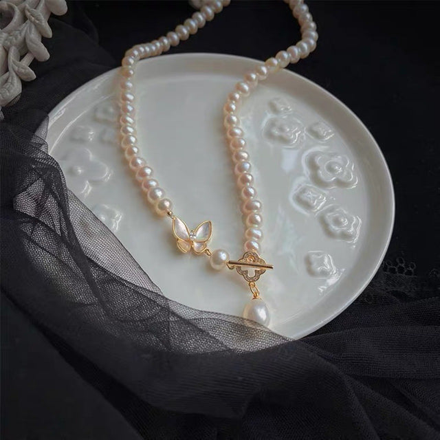 Sweet Butterfly & Pearl Necklace