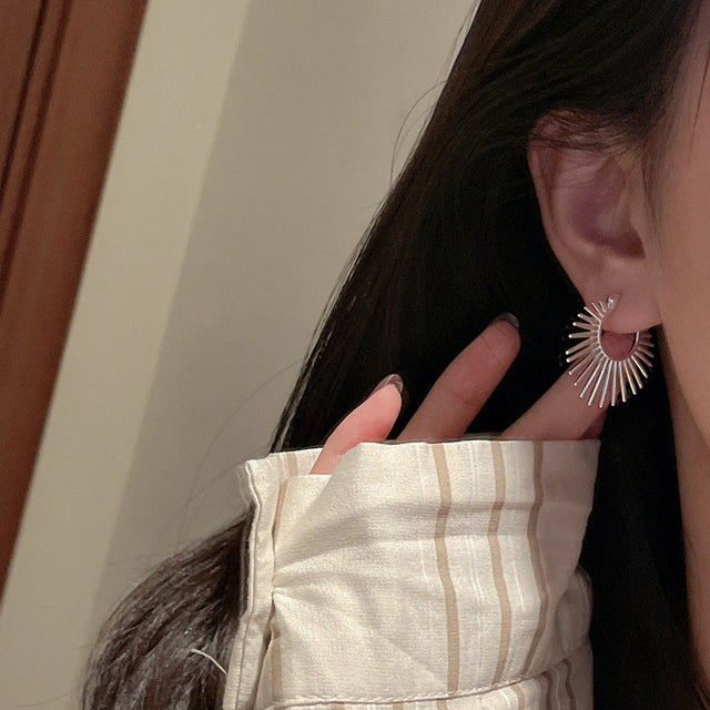Silver Sunburnt Hoop Earrings