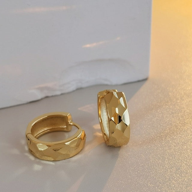 Thick Silver Hoop Earrings