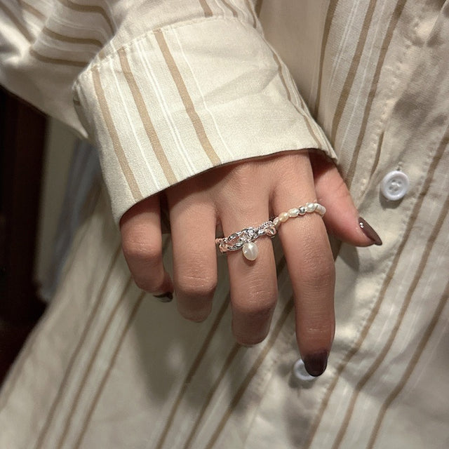 Pearl Drop Silver Ring