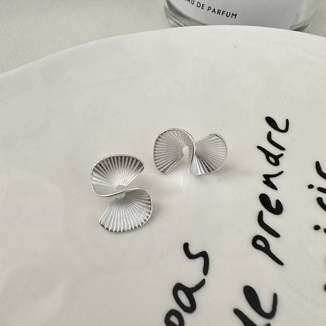 Swirl Fusilli Silver Stud Earrings