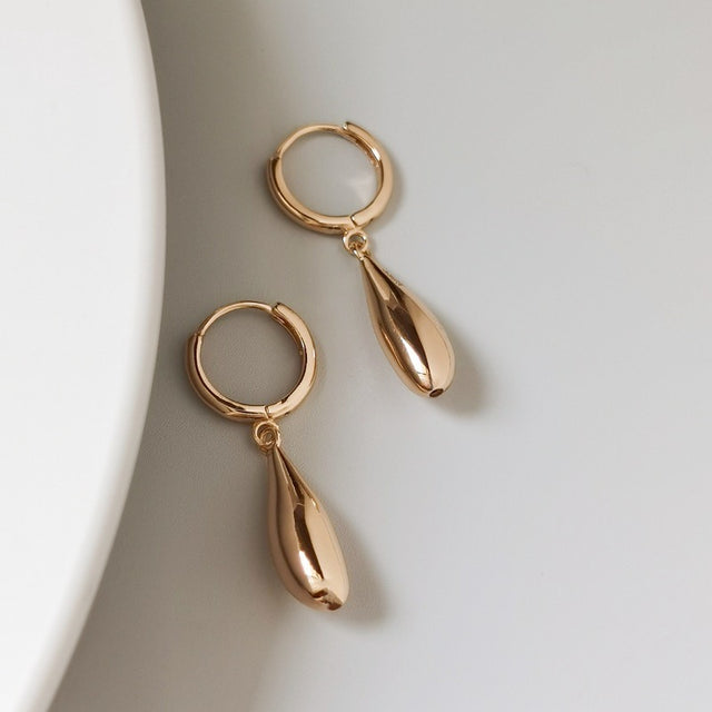 Metal Drop Hoop Earrings