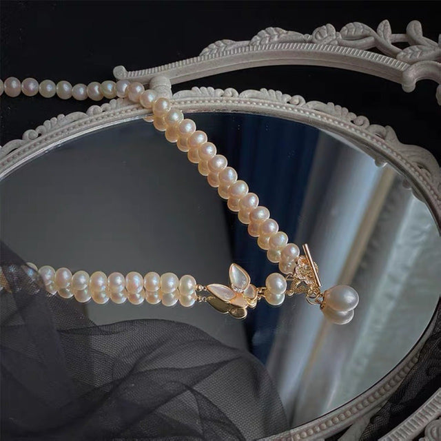 Sweet Butterfly & Pearl Necklace