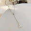 Long Pearl Drop Silver Necklace