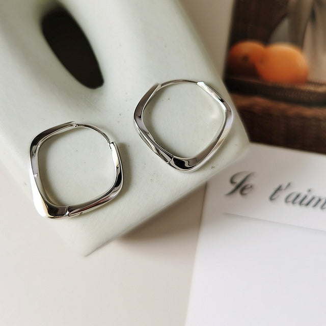 Square Silver Earrings