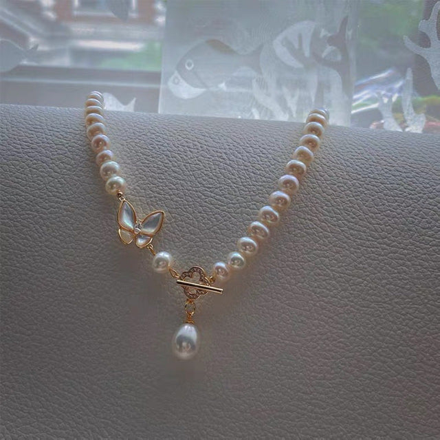 Sweet Butterfly & Pearl Necklace