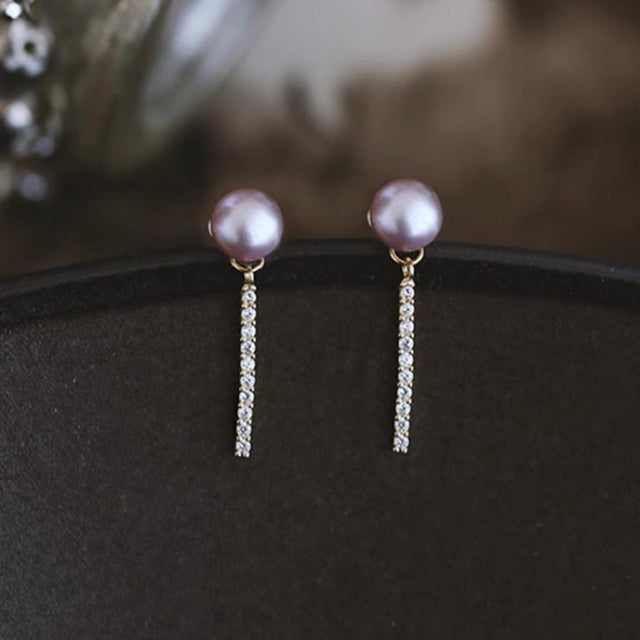 Shinning Purple Pearl Earrings