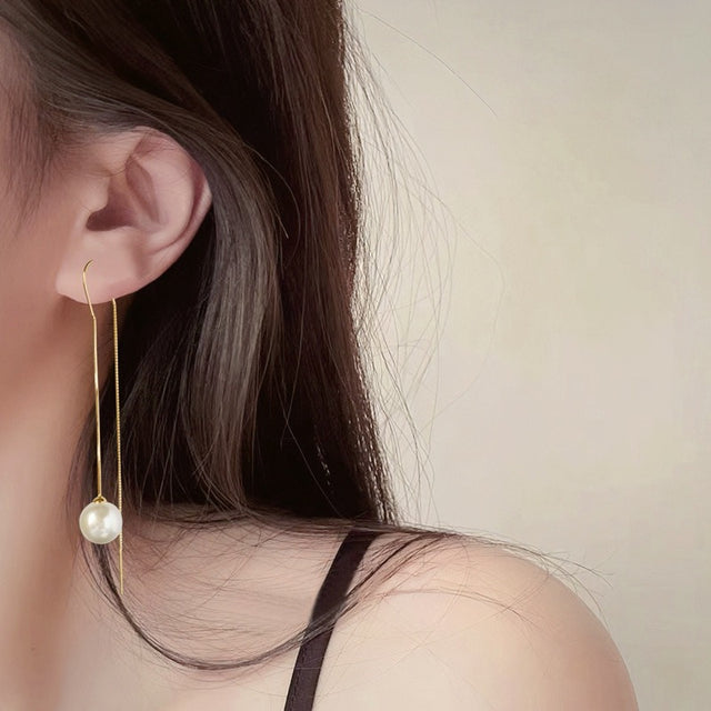 Pearl Silver Threader Earrings