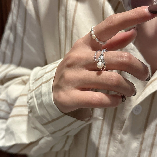Pearl Drop Silver Ring