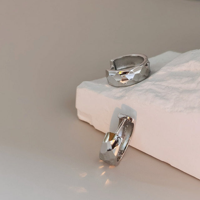 Thick Silver Hoop Earrings