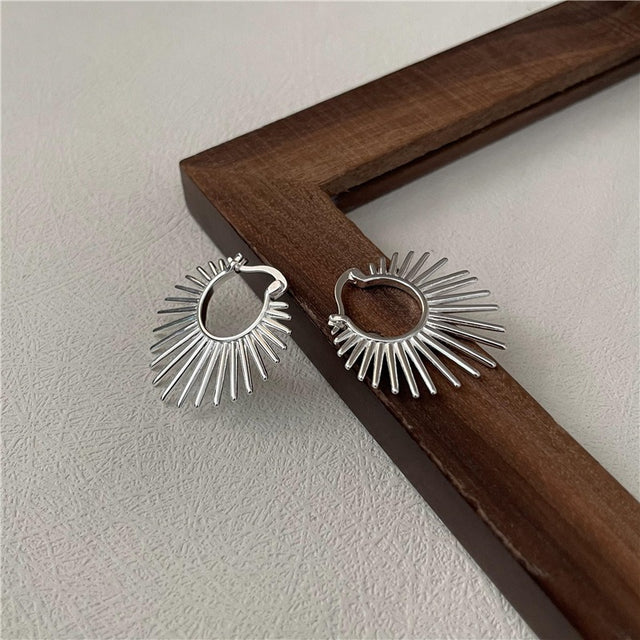Silver Sunburnt Hoop Earrings