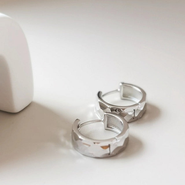 Thick Silver Hoop Earrings