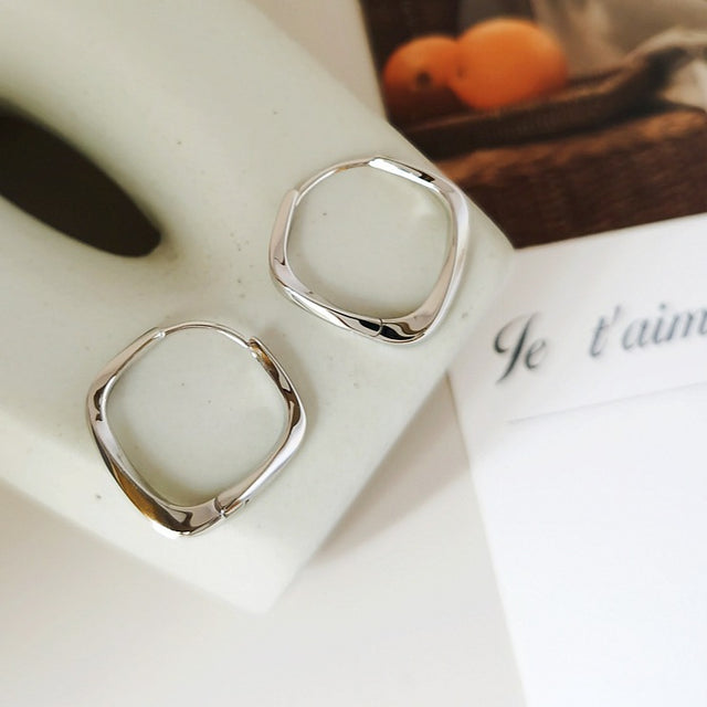 Square Silver Earrings